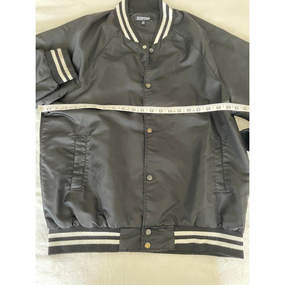 Elwood Black Satin Varsity Bomber Jacket Size M - Picture 3 of 6